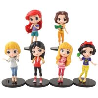 6 Cái / bộ Anime Q Phiên Bản Công Chúa Disney Bạch Tuyết Rapunzel Mộc Lan Ariel Bella PVC Nhân Vật Hành Động Trang Trí Bánh Xe Mô Hình Búp Bê Đồ Chơi Trẻ Em Sinh Nhật