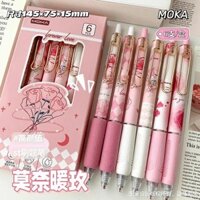 6 Cái / bộ Retro Phong Cách Châu Âu Bút Gel Vintage Hoa Hồng Đỏ Series Văn Phòng Phẩm 0.5 Mm Mực Đen Sổ Lưu Niệm Bút Đồ Dùng Học Sinh Trường Học