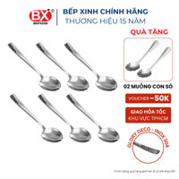 6 cái - Muỗng cà phê Inox 304 cao cấp, cán ngắn, họa tiết hoa văn tinh tế, Glory Deco, Bếp Xinh
