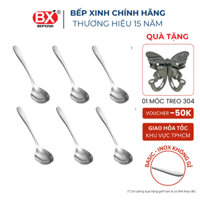 6 cái - Muỗng Cà Phê Ngắn Inox không gỉ 430, cán trơn, basic, Bếp Xinh
