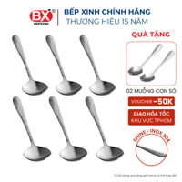 6 cái - Muỗng Súp Tròn Inox 304 cao cấp, họa tiết kim cương sang trọng, SHINE, Bếp Xinh