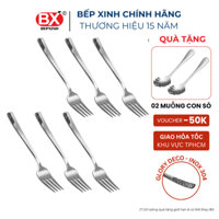 6 cái - Nĩa lớn Inox 304 cao cấp, họa tiết hoa văn, khắc laser bền bỉ, Royal Deco, Bếp Xinh