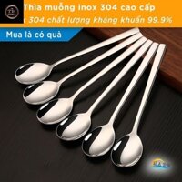[6 Cái] Thìa Muỗng Inox Cán Dài 304 Cao Cấp Ăn Phở Đạt Tiêu Chuẩn Chất Lượng Đức SSGP