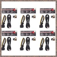 6 CÁI VER009S Plus PCI-E Riser Card PCI Express 1X sang 16X Bộ chuyển đổi với cáp USB 3.0 Cáp nguồn SATA sang 6Pin để khai thác