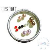 6 cặp bông tai mini kim bạc 925 không gây dị ứng màu tím hồng đen trắng champagne, bông tai ngọc trai nhỏ kiểu Pháp, kiểu Trung Quốc tròn hoàn hảo