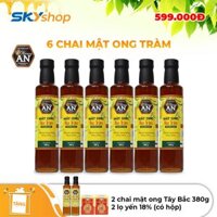 6 Chai mật ong Hoa Tràm Honey An 380gr - Tặng 2 chai mật ong Tây Bắc Honey An 380gr + 2 lọ yến Thiên Hoàng 18%