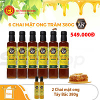 6 Chai mật ong Hoa Tràm Honey An 380gr - Tặng 2 chai mật ong Tây Bắc Honey An 380gr