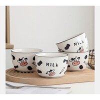 6 Chén Sứ ăn Cơm Hình Con Bò Sữa Milk