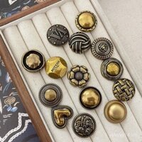 6 chiếc áo khoác len phong cách vintage, nút may tay, áo khoác vest, nút kim loại, áo len cardigan, nút trang trí