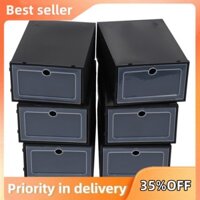 6 Chiếc Trong Suốt Hộp Đựng Giày Thiết Kế Lật Nhựa Hộp Bảo Quản Người Tổ Chức Chống Bụi Trong Suốt Giày Nhựa Hộp Bảo Quản Cho Gia Đình Màu Đen