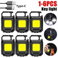 6 Chiếc XPE Bỏ Túi Đèn Làm Việc 1000LM COB LED Mini Móc Khóa Đèn Pin Sạc USB IPX4 Chống Thấm Nước Cho Cắm Trại Ngoài Trời Đi Bộ Đường Dài