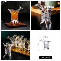 6 Cốc thủy tinh uống rượu thiết kế ba chân sáng tạo phong cách 20ml , 6 ly thủy tinh đế vương cao cấp