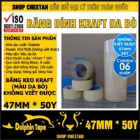 6 Cuộn (47mm x 50Y) Băng dính Kraft – Băng dính giấy da bò – Tự phân hủy thân thiện với môi trường –Dùng vá thùng carton