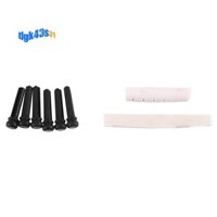 6 Dây Đàn Guitar Acoustic Xương Cầu Yên Ngựa Và Đai Ốc Và 6 Chiếc Cây Mun Guitar Cầu Chân Trắng + Đen