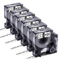 6 Gói Tương Thích Dymo Label Maker Refills D1 Thay Thế Dymo D1 Băng Nhãn 45013 Đen Trắng Cho Dymo LabelManager 160 210D 260P 280 360D 420P PnP Label Maker