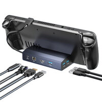 6 in 1 Steam Deck Docking Station TV Base Stand Alloy Holder Dock 4K@60Hz/PD100W/RJ45/USB3.0 USB-C Hub For Steam Deck Co