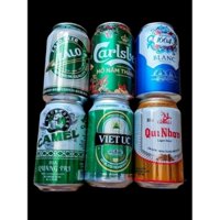 6 lon bia Việt Nam gồm Zalo, Carlsberg Xuân 2024, Blanc 1664 Xuân 2024, Camel, Việt Úc, Qui Nhơn date từ tháng 12 2023