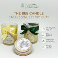 [6 mùi - size 200ml/140g sáp] Nến thơm sáp ong The Bee Candle, hũ thủy tinh nắp gỗ