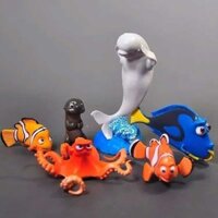 6-piece set of Disney anime "Finding Nemo" Marlin Dory Hank Bailey Rudder Fluke Q-version PVC action doll model toys