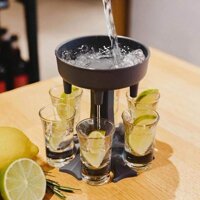 6 Shot Glass Dispenser and Holder - Dispenser For Filling Liquids, Bar Shot Dispenser, Cocktail Dispenser (Gray)