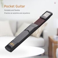 6-string Pocket Guitar Hợp xướng Huấn luyện viên Dân gian Guitar Công cụ thực hành Tiện ích 6 Frets với Màn hình biểu đồ hợp âm có thể xoay được cho người mới bắt đầu thực hành ngón tay