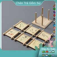 6 Tấm Lót & Giá Đỡ Đựng Cốc Trà Chiếu Mành Tre - Đế Lót Tách Trà Bằng Tre - Cách Nhiệt Bộ Trà Đạo Phụ Kiện Trà Đạo