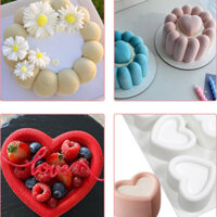 6 Trái Tim Liên Tục Ngôi Sao Rãnh Bánh Mousse Khuôn Silicon Tròn Sô Cô La Pudding Sữa Frozen Khuôn Nướng Bánh