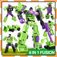 6 trong 1 mô hình xe đồ chơi lắp ráp máy xúc Transformers, robot xếp hình, máy ủi, trang trí, quà sinh nhật cho bé trai, mini fusion