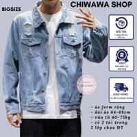 [6 TÚI] Áo khoác jean nam rách form rộng trơn màu xanh, áo bò - màu xanh.  [CHIWAWA SHOP]