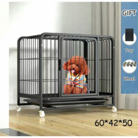 60 * 42 * 50 Pet Cage Kim loại với Skylight Pallet Square Card Sleeve Dog Cage+1 khay+4 bánh xe
