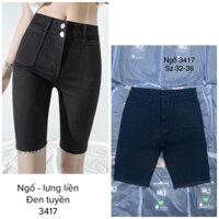 [60-85kg] Quần Ngố Jean Nữ Hàng Co Giãn Mạnh Mẫu Trơn Màu Đen Túi Kiểu Mã 3417