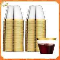 60 Chiếc Cốc Nhựa Viền Vàng Ly Rượu Champagne Cocktail