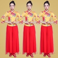 60% Tỷ Lệ Mua Lại Vuông Khiêu Vũ Trang Phục Nữ Xuân Thu Nhảy Trang Phục Sữa Lụa Đứng Cổ Dân Tộc Quạt Khiêu Vũ Trung Niên Người Cao Tuổi Trình Diễn Trang Phục 2.241