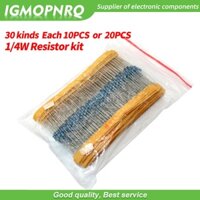 600 Cái / bộ 30 Loại 1 / 4W Kháng 1% Kim Loại Phim Điện Trở Gói Các Loại Bộ 1K 10K 100K 200K 220 ohm 1M Điện Trở 300 Cái / bộ
