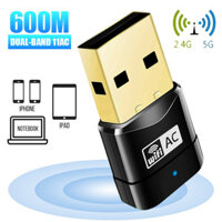 600 Mbps 2.4-5ghz USB Dual Band Wireless WiFi Dongle Adapter 802.11 AC Laptop PC