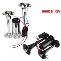 600dB Siêu To Không Khí Tiếp Xe Điện Sừng Kép Kèn Kèn 12V Cho Xe Máy Thuyền Xe Tải Sửa Đổi Mạ Chrome kẽm Chất Liệu ABS