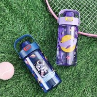 600ml Bình Nước Nhựa Khỏe Mạnh Cho Trẻ Em Có Ống Hút BPA Không Rò Rỉ Bền Không Thể Phá Vỡ Hoạt Hình Uống Có Tay Cầm