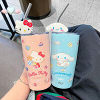 600ml Sanrio Hello Kitty Cách Nhiệt Cốc Nước Hoạt Hình Dễ Thương Cinnamoroll Ống Hút Thép Không Gỉ Dung Tích Cao Cốc Quà Tặng Ngày Lễ