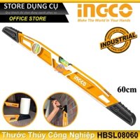 600mm Thước Thủy Công Nghiệp INGCO HBSL08060 / nivo chiều dài 60cm, độ dày thanh nhôm 1mm, trọng lượng 0.3kg đo gnghiêng