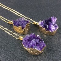 [602 Yêu Thích] Dây chuyền mặt dây chuyền thạch anh tím tự nhiên, mặt dây chuyền cụm thạch anh tím Uruguay, dây chuyền xương đòn, quà tặng cho cặp đôi và bạn thân GNUO