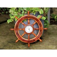 [60cm] Bánh lái có đồng hồ treo tường gỗ Căm Xe + Cẩm Lai, vô lăng tàu gỗ trang trí, quà tặng