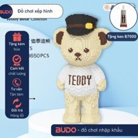 60CM Lắp ráp mô hình nanoblock Gấu Teddy áo phông trắng cute Bearbrick Xian Zhi, xếp hình lắp ráp cỡ lớn Tặng Kèm Búa