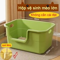 60cm/65cm Nhà vệ sinh cho mèo có chậu thành cao chống văng cát kèm xẻng Box Pet