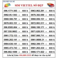 61 Sim số đẹp Viettel đồng giá 600k với các gói cước V120-V120N-V120Z