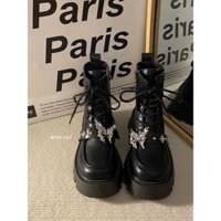 [6176 Yêu thích] Giày bốt Martin kim loại hình bướm cho nữ, thiết kế niche ngọt ngào, mát mẻ, cay nồng, giày ngắn đế dày đa năng mới 2025