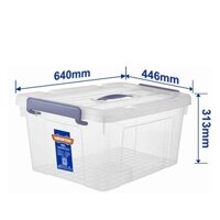 640x446x313mm Thùng nhựa trong suốt dung tích 66L Wadfow WTB2370