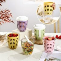 650ml Thoát Nước Salad Hộp Dã Ngoại Di Động Có Nĩa Hộ Gia Đình Cốc Trái Cây Dung Tích Lớn Nhựa Kín Chống Rò Rỉ Hai Lớp Thoát Nước Salad Cốc