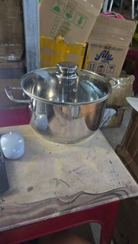 6822N nồi inox 3 đáy nắp kính 22cm