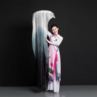 69% Tỷ Lệ Mua Lại Quạt Khiêu Vũ Kéo Dài Trắng Xám Đen Phong Cách Cổ Điển Ngón Tay Trái Mặt Trăng Như Khói Vũ Cổ Điển Quạt Lụa Mô Phỏng Quạt Nhảy Múa Lụa 3.31 wy