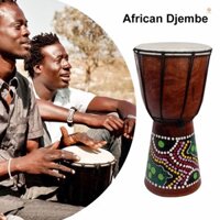 6in Châu Phi Djembe Trống Tay Khắc Gỗ Trơn Dê-Skin Nhạc Cụ Truyền Thống Châu Phi